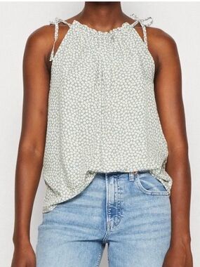 ☀️GAP Women's Floral Tie Strap Tank - Light Green/Gray and White